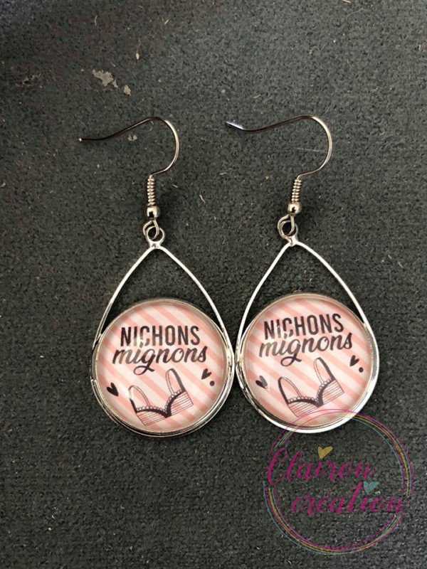 🎀 Octobre Rose 🎀  Boucles pendantes nichons mignons