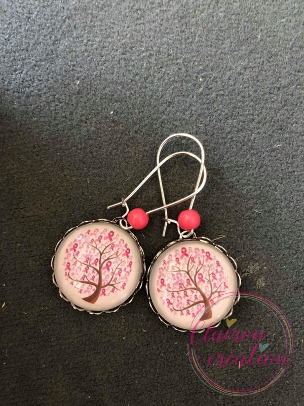 🎀 Octobre Rose 🎀  Boucles arbre Rubans roses