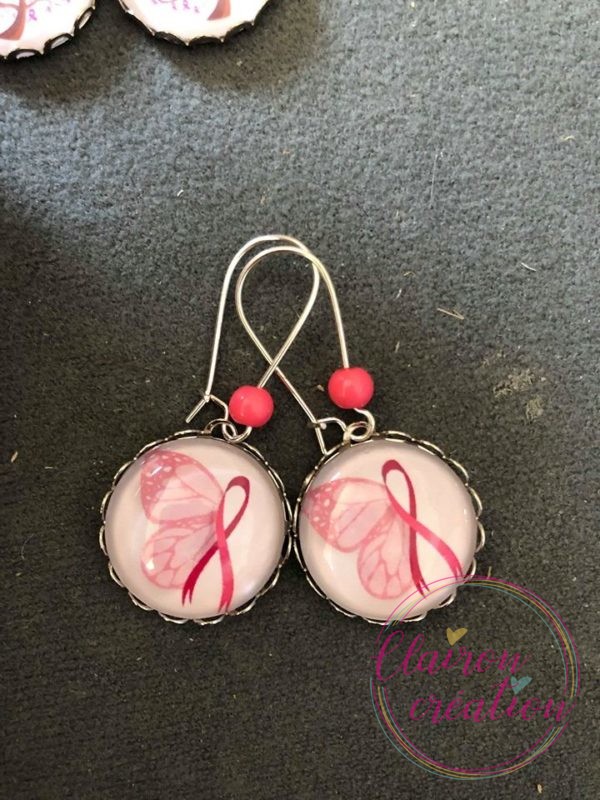 🎀 Octobre Rose 🎀  Boucles pendantes papillon ruban