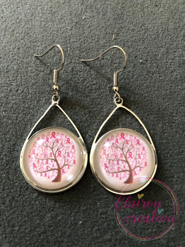 🎀 Octobre Rose 🎀  Boucles arbre Rubans roses