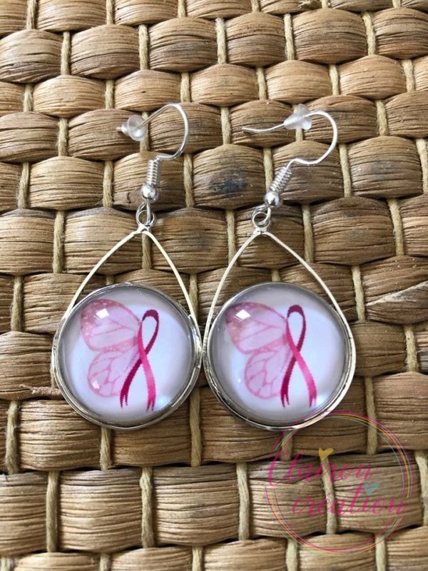 🎀 Octobre Rose 🎀  Boucles Papillon / ruban rose