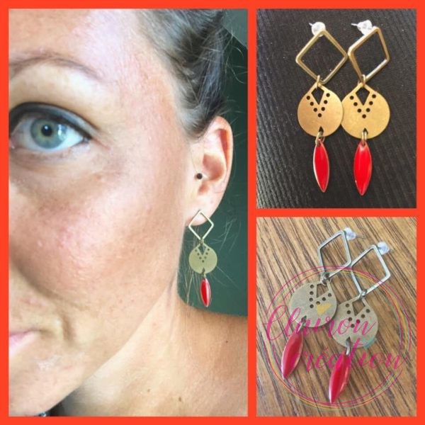 Boucles Carré Ethnique et Sequin Rouge