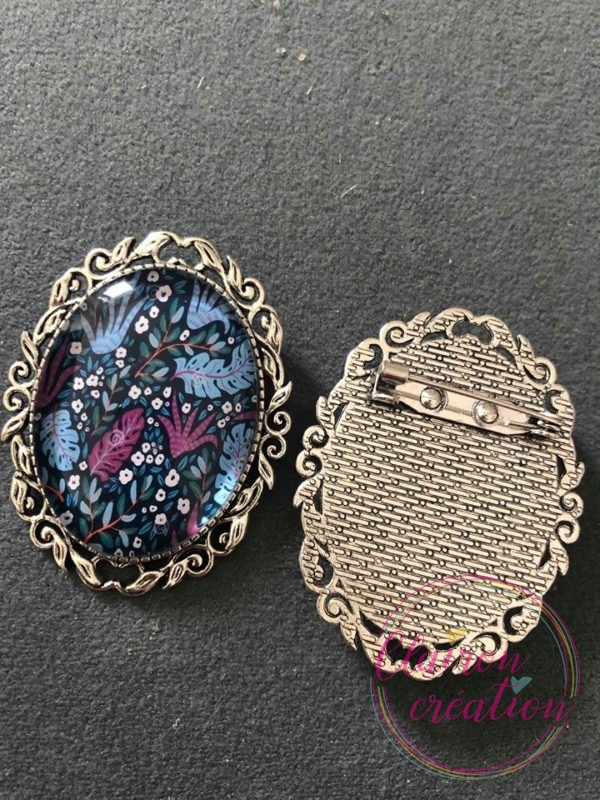 Broche fleurs bleues violettes (51)