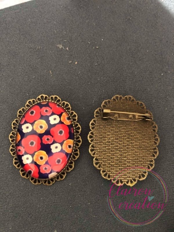 Broche fond marine et fleurs colorées (52)