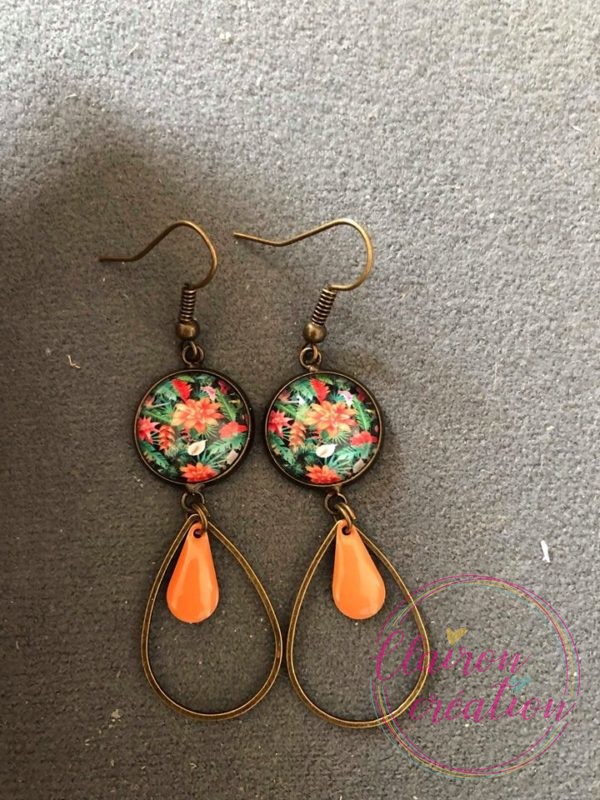 Boucles pendantes fleurs tropicales (57)