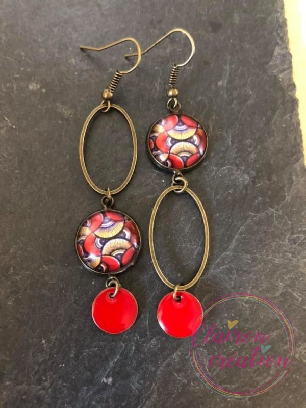 Boucles pendantes wax rouge (56)
