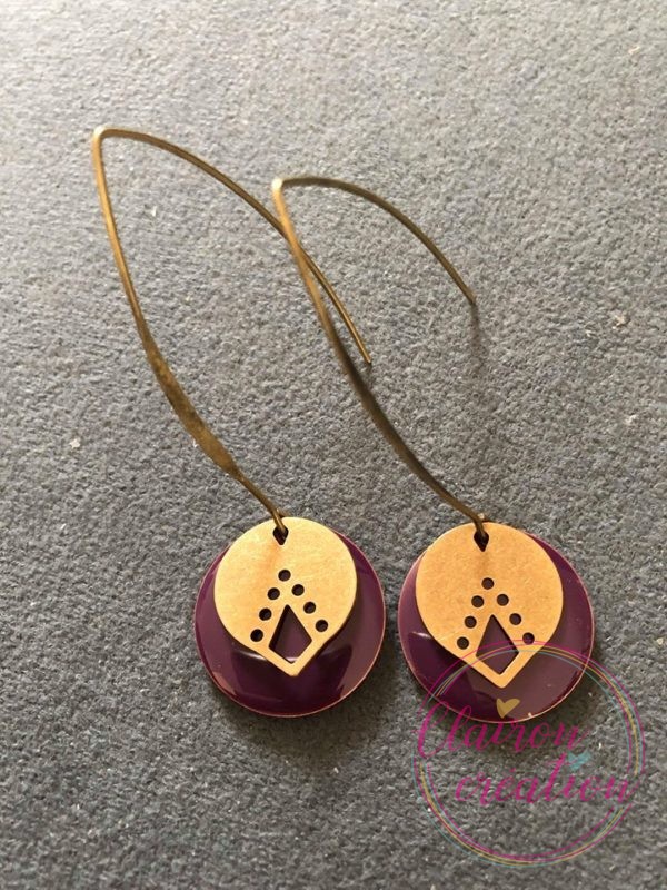 Boucles "Hameçon" sequin Violet émaillé (82)