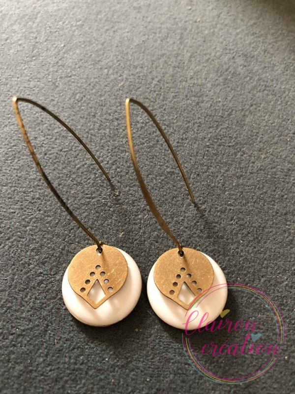 Boucles "Hameçon" sequin Blanc émaillé (89)