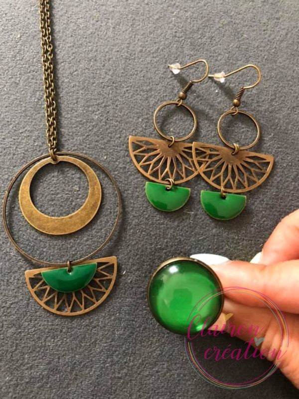 Parure avec cercles et rond couleur Vert