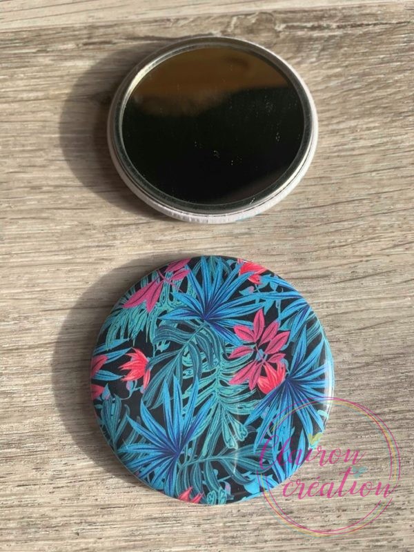 Miroir de poche feuilles tropicales