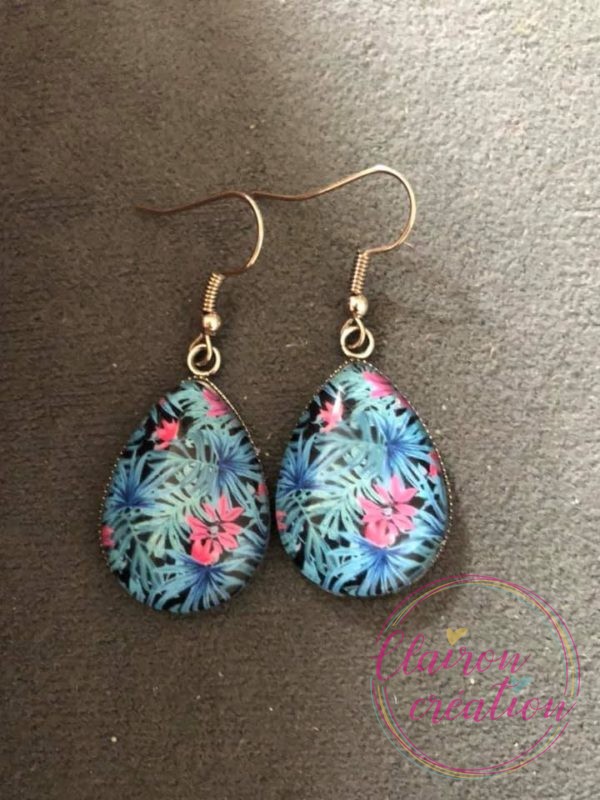 Boucles goutte fleurs tropicales