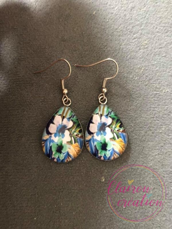 Boucles goutte nature en fleurs