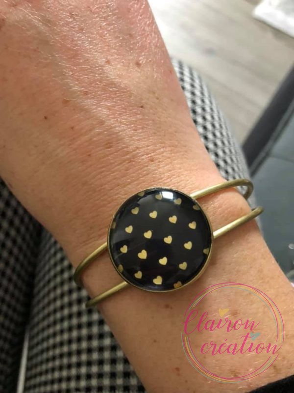 Bracelet Manchette Coeurs Dorés