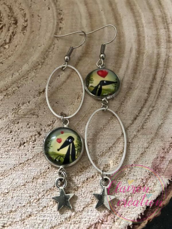Boucles pendantes Chien Amoureux