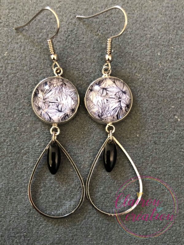 Boucles pendantes Nature Noir et Blanc