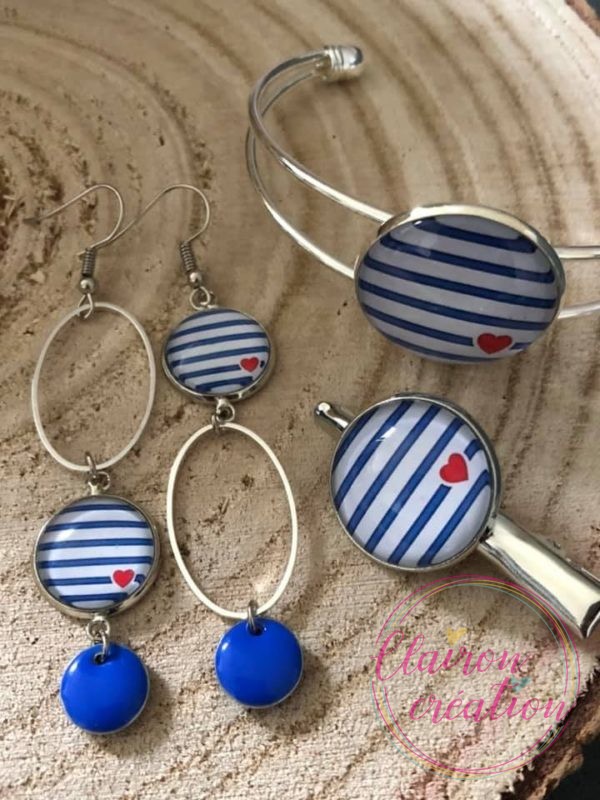 Parure cœur Marinière