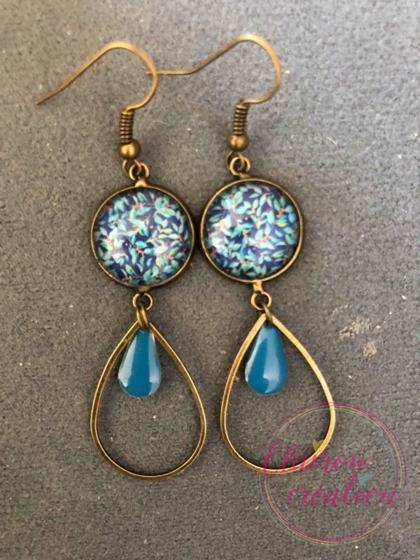 Boucles pendantes Feuilles de Gui