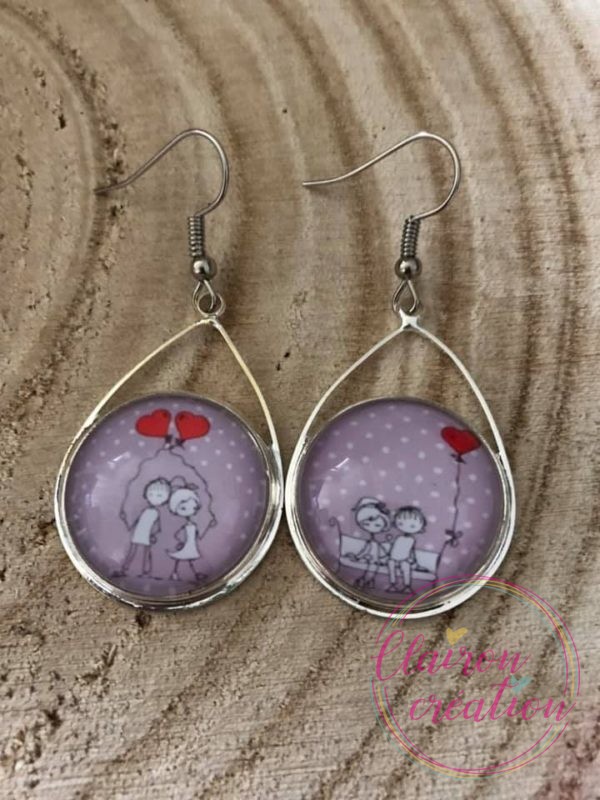 Boucles triangle Coeurs sur les Amoureux