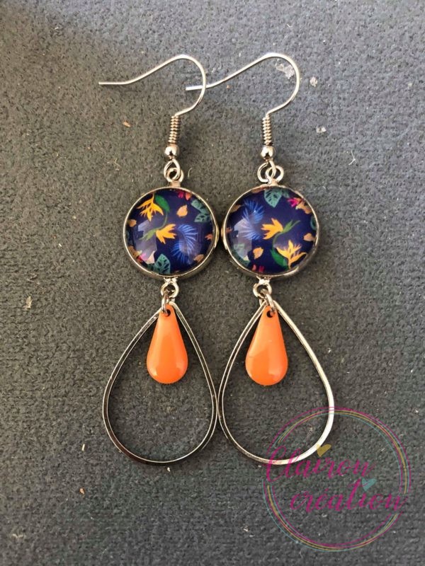 Boucles pendantes Fleurs gouttes Oranges