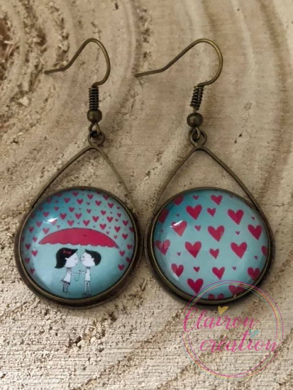 Boucles triangle Pluies de Coeurs sur les Amoureux