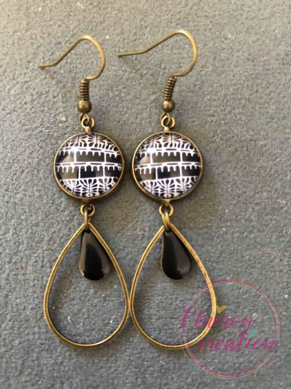Boucles pendantes Noir et Blanc