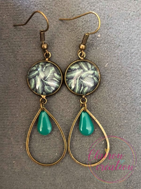 Boucles pendantes Fougères Vertes