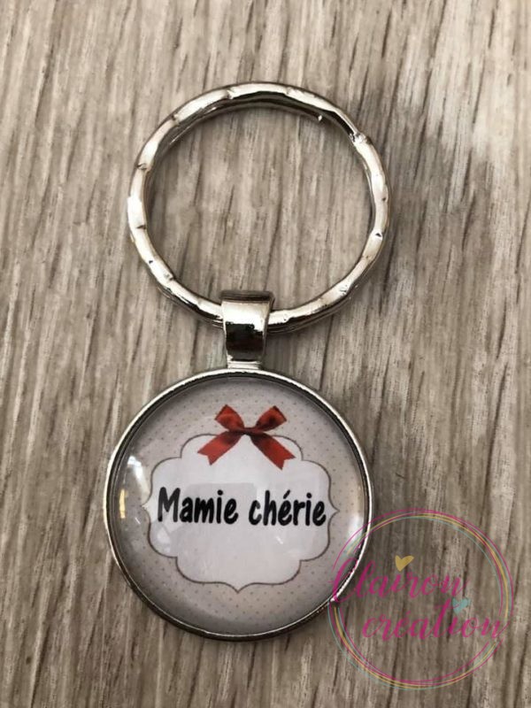 Porte Clé Mamie Chérie Nœud Rouge
