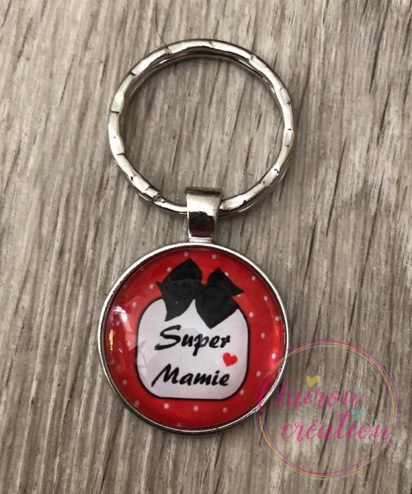 Porte Clé Super Mamie Ton Rouge