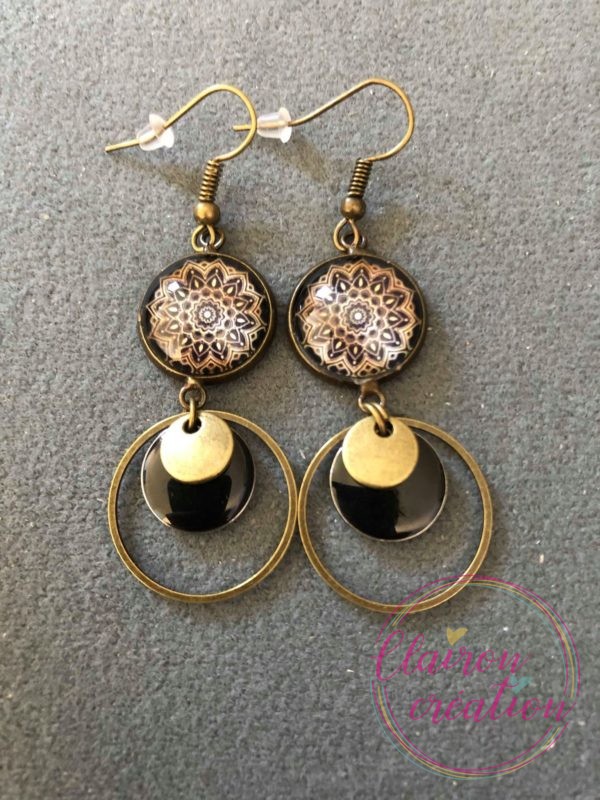 Boucles Sequin Noir Mandala