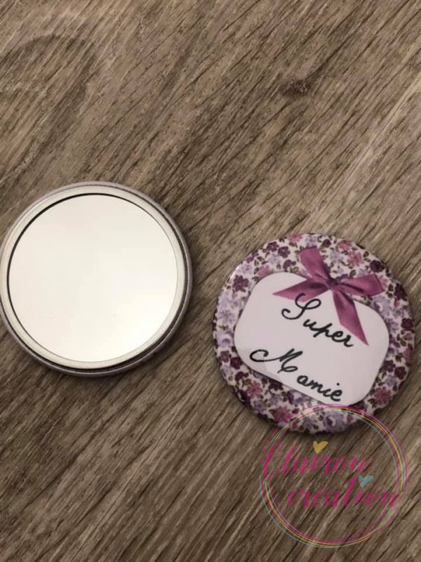 Miroir de poche Super Mamie ton Violet