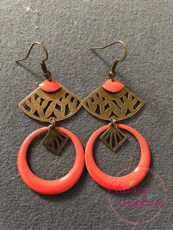 Boucles Aztèques sequin Corail