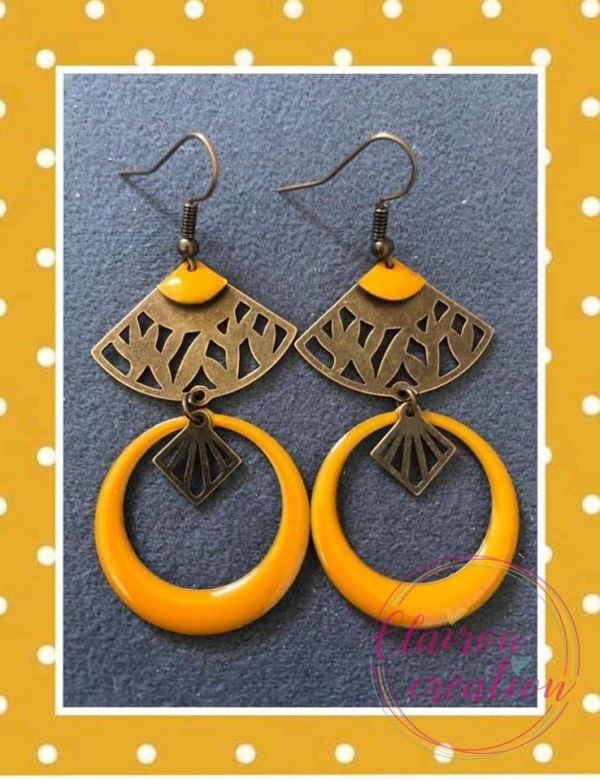 Boucles Aztèques sequin Moutarde