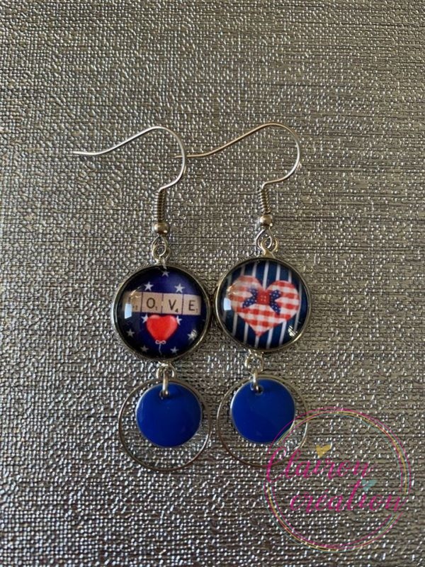 Boucles pendantes Love Bleu