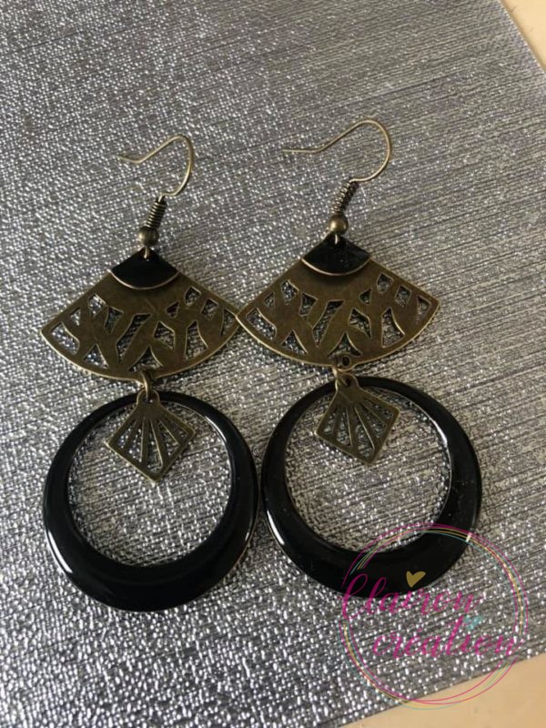 Boucles Aztèques sequin Noir