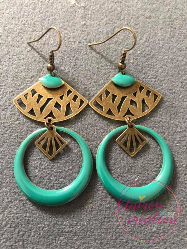 Boucles Aztèques sequin Bleu Ciel