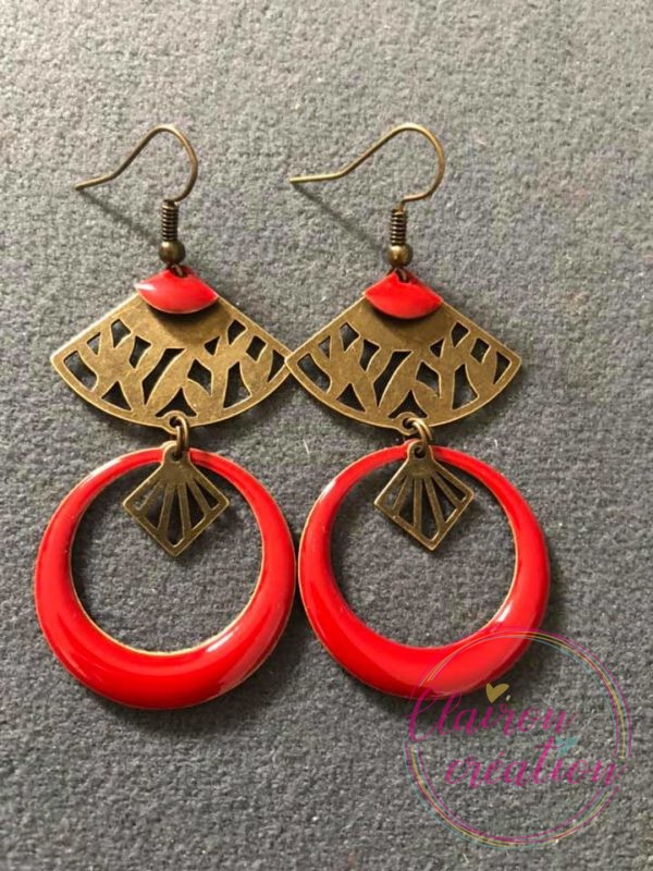 Boucles Aztèques sequin Rouge