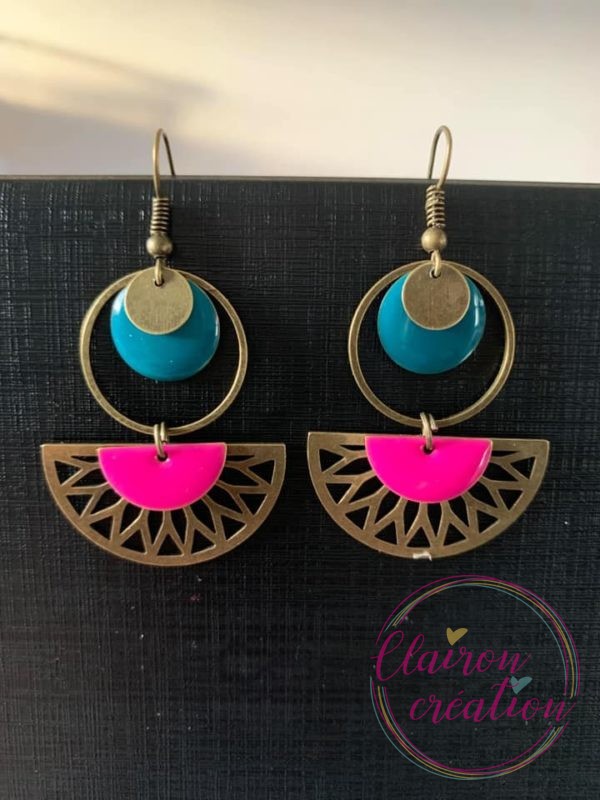 Boucles Bicolore Bleu Rose