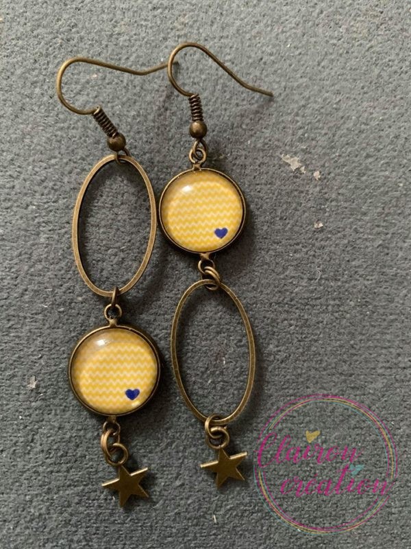 Boucles Inversées Cœur zig zag Jaune