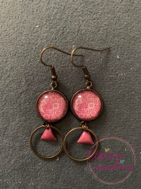 Boucles pendantes Petites Fleurs roses