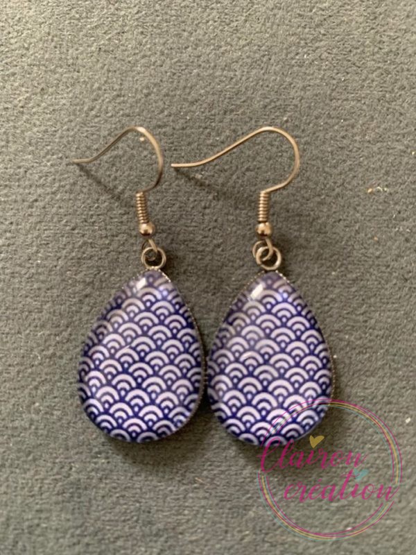 Boucles goutte Eventails Bleu