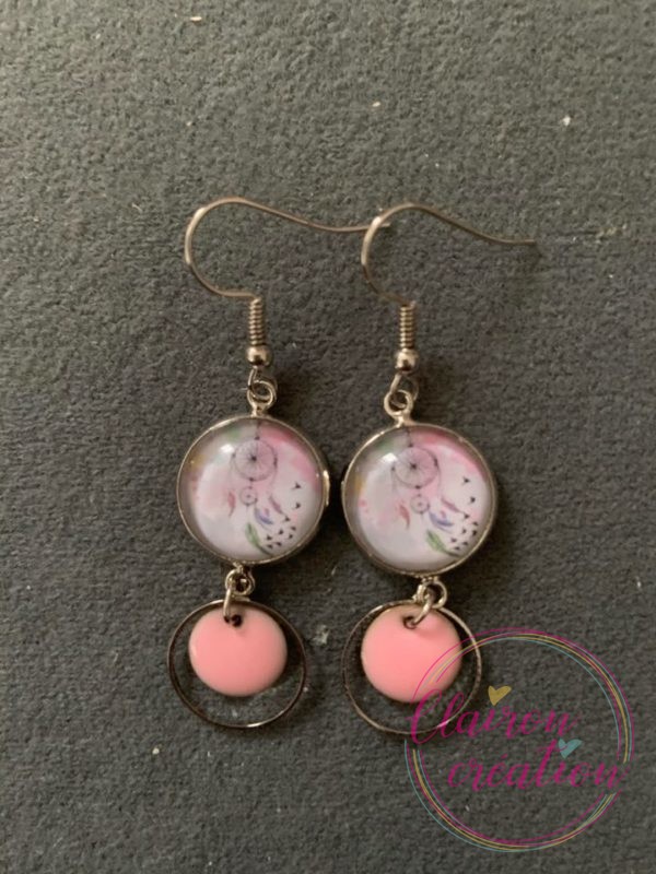 Boucles pendantes Attrapes rêves Roses