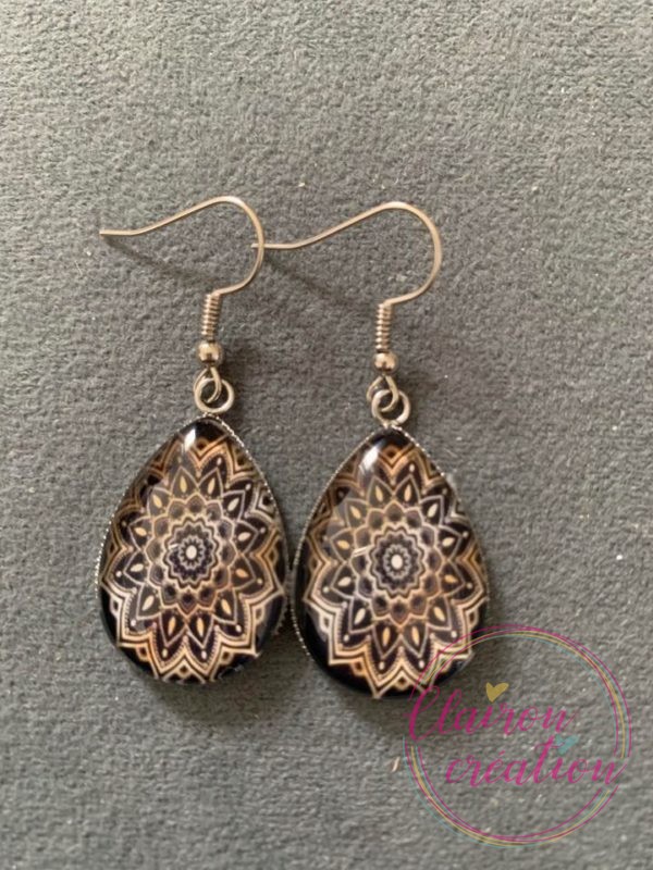 Boucles goutte Mandala Doré