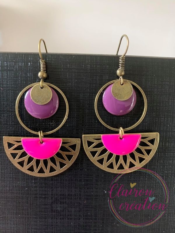 Boucles Bicolore Violet Rose