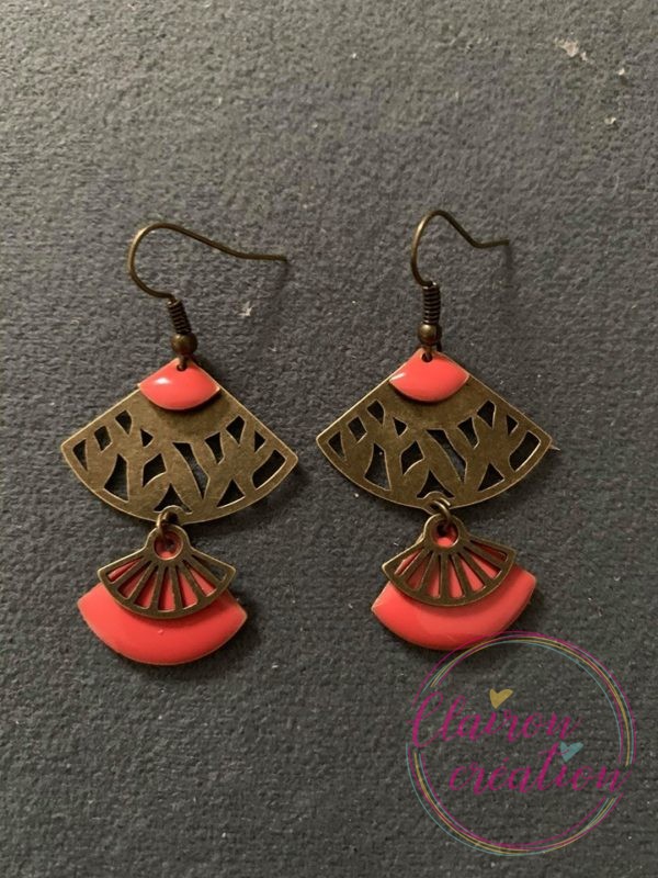 Boucles Esmeralda sequin Corail