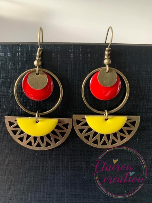 Boucles Bicolore Rouge Jaune