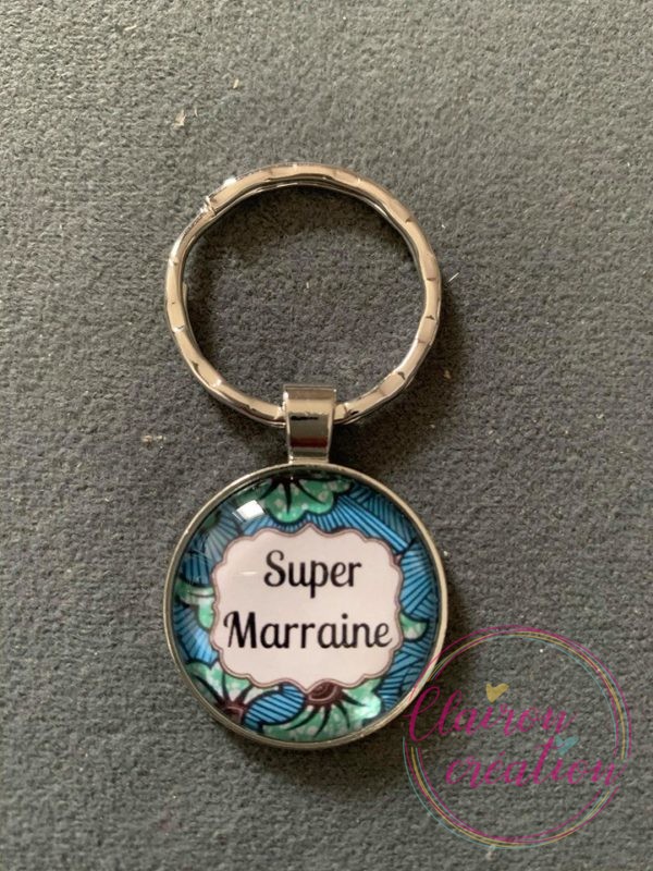 Porte Clé Super Marraine Bleu