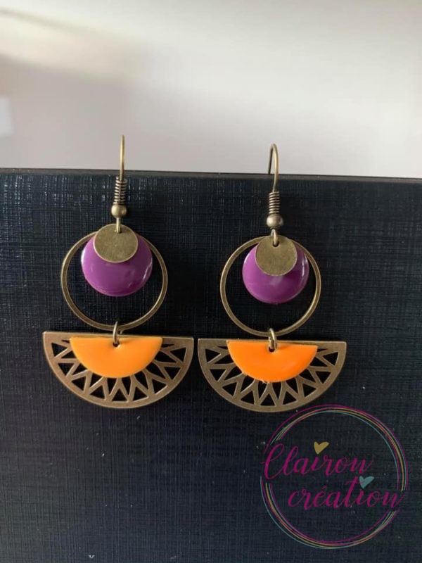 Boucles Bicolore Violet Orange