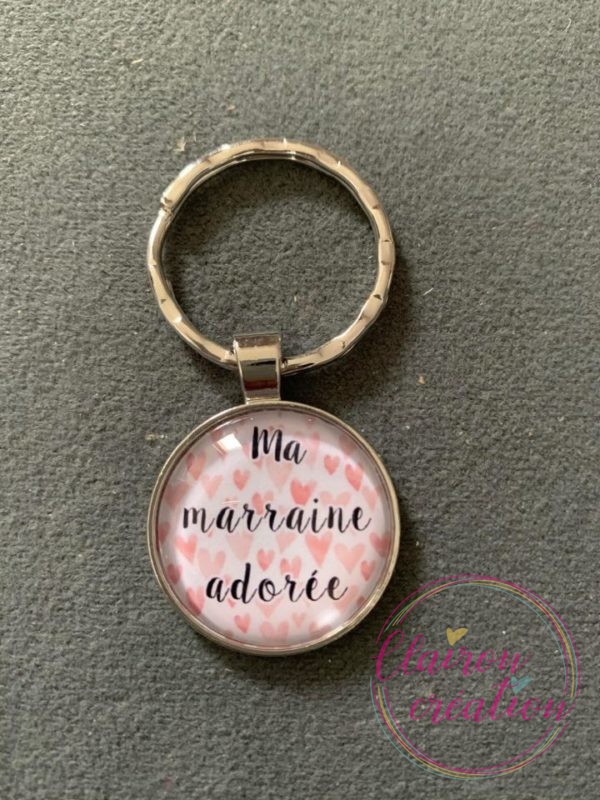 Porte Clé Ma Marraine Adorée Cœurs