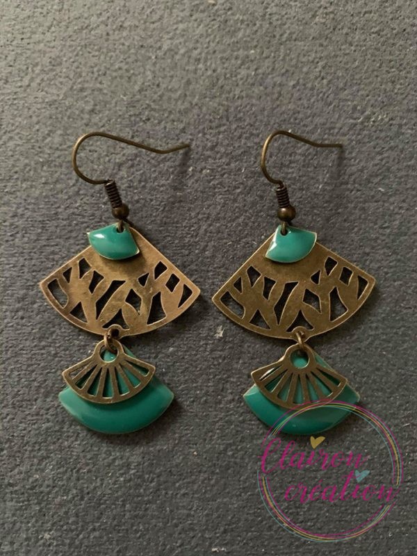 Boucles Esmeralda sequin Bleu Vert