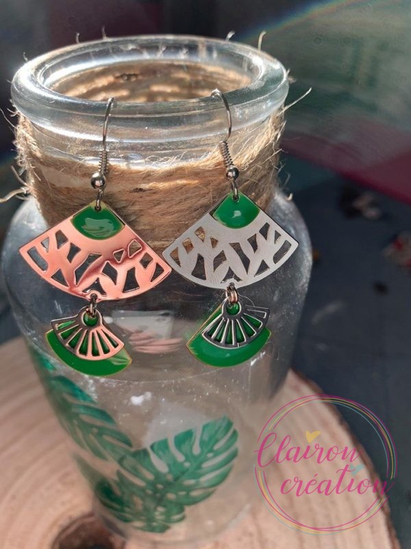 Boucles Esmeralda Argentées sequin Vert